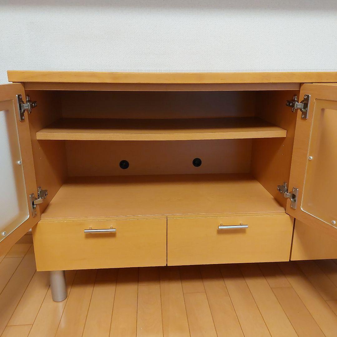 テレビ台　リビング収納棚　ナチュラル　ガラス扉付き