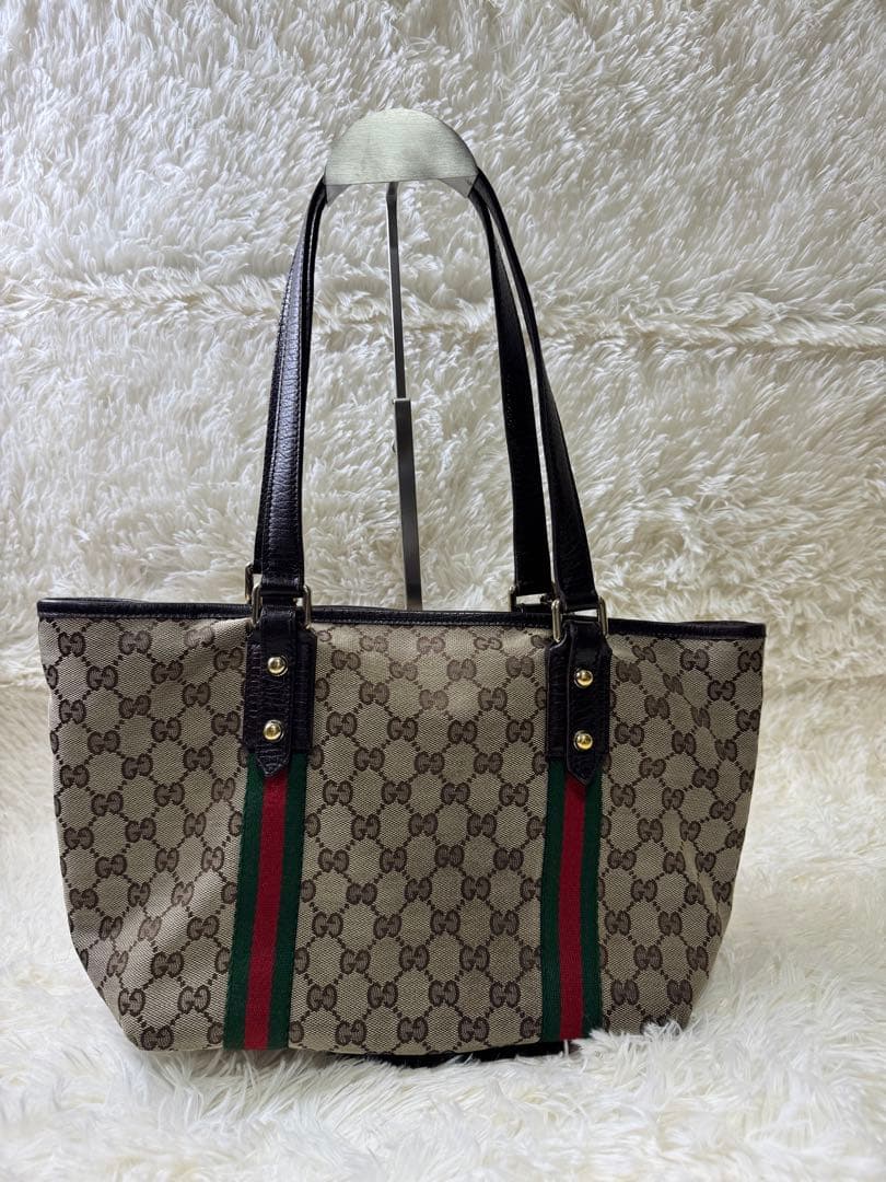 れ*な様 ✨美品✨グッチハンドバッグ GG柄シェリーライン　肩掛けベージュ系A4