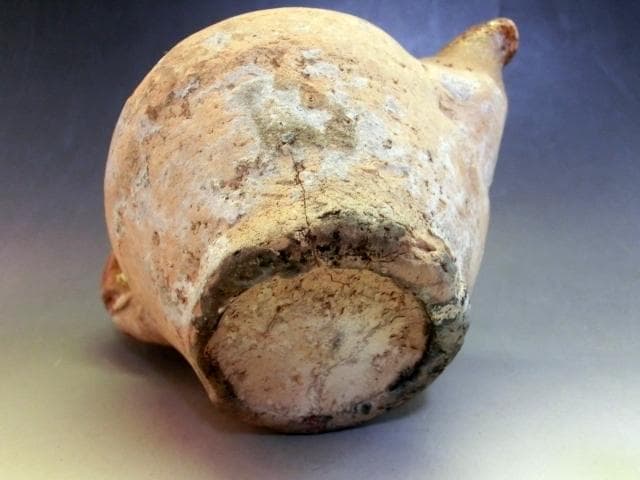 水注■唐黄釉 手付水注 水差し 水滴 飴釉 古いお茶道具 古美術 時代物 骨董■