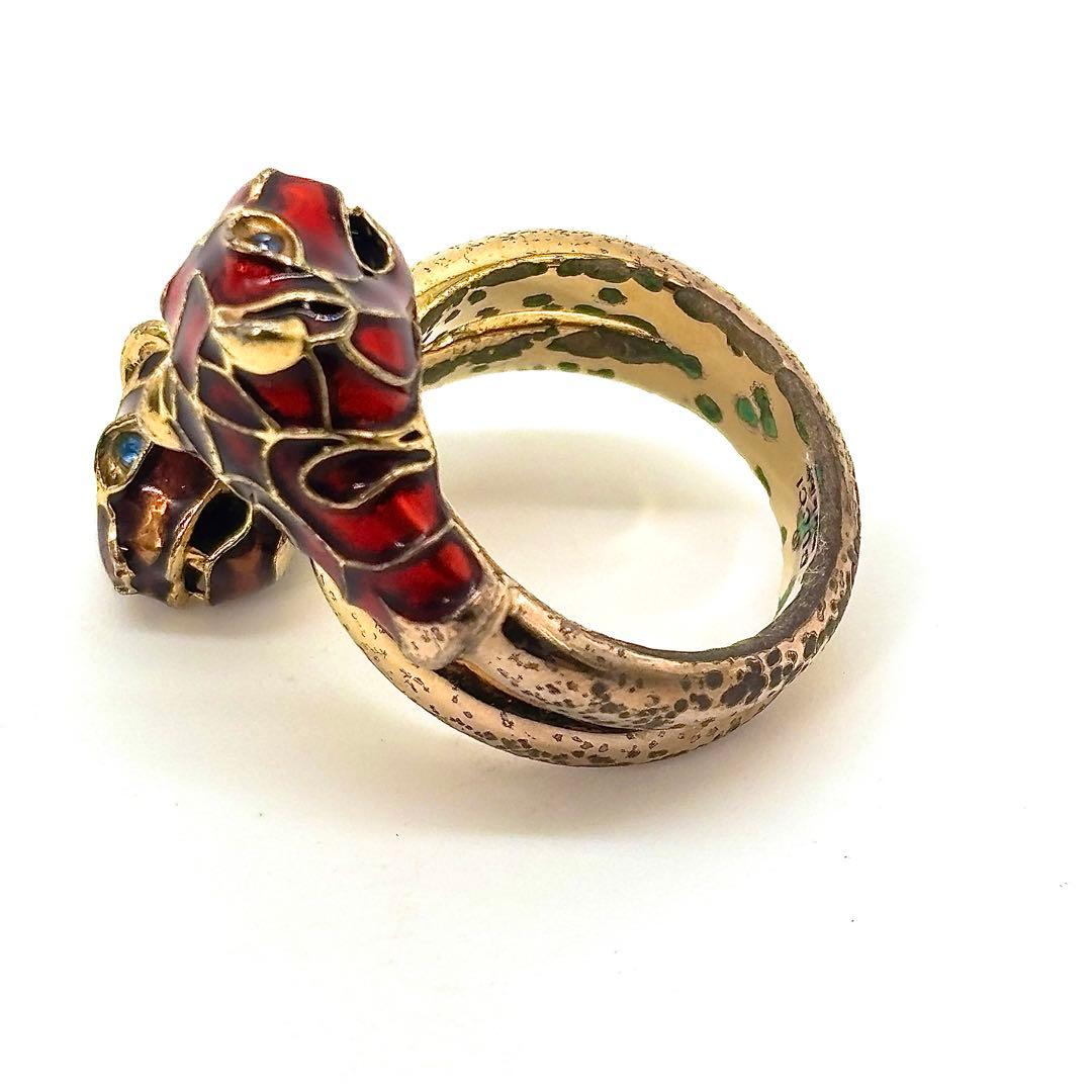 あ*さ様 渋谷龍太着用✨ 14号 GUCCI　ダブルタイガーヘッド リング　ブル