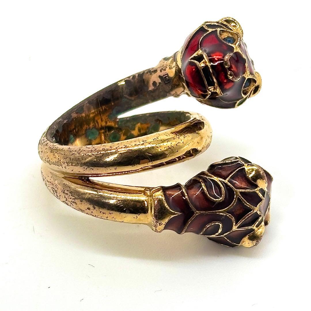 あ*さ様 渋谷龍太着用✨ 14号 GUCCI　ダブルタイガーヘッド リング　ブル