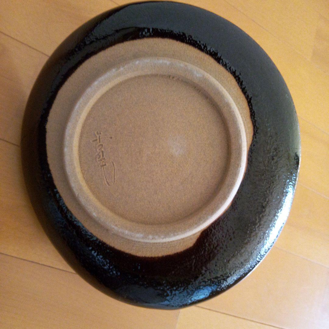 黒い陶器の楕円形器　茶道　茶菓子