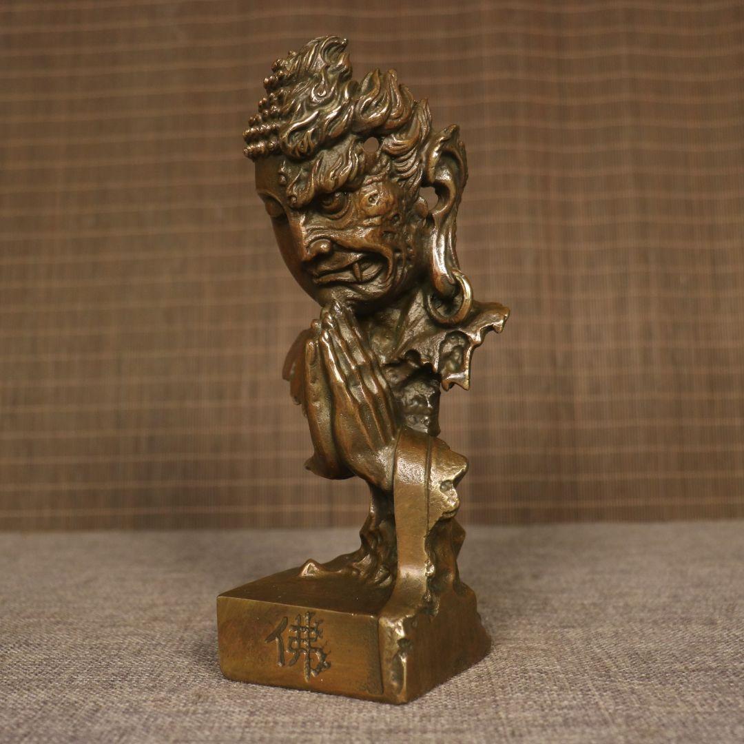 銅製 釈迦如来仏仏像 事務デスクトップ机 茶室 茶寵 置物 装飾品 工芸品
