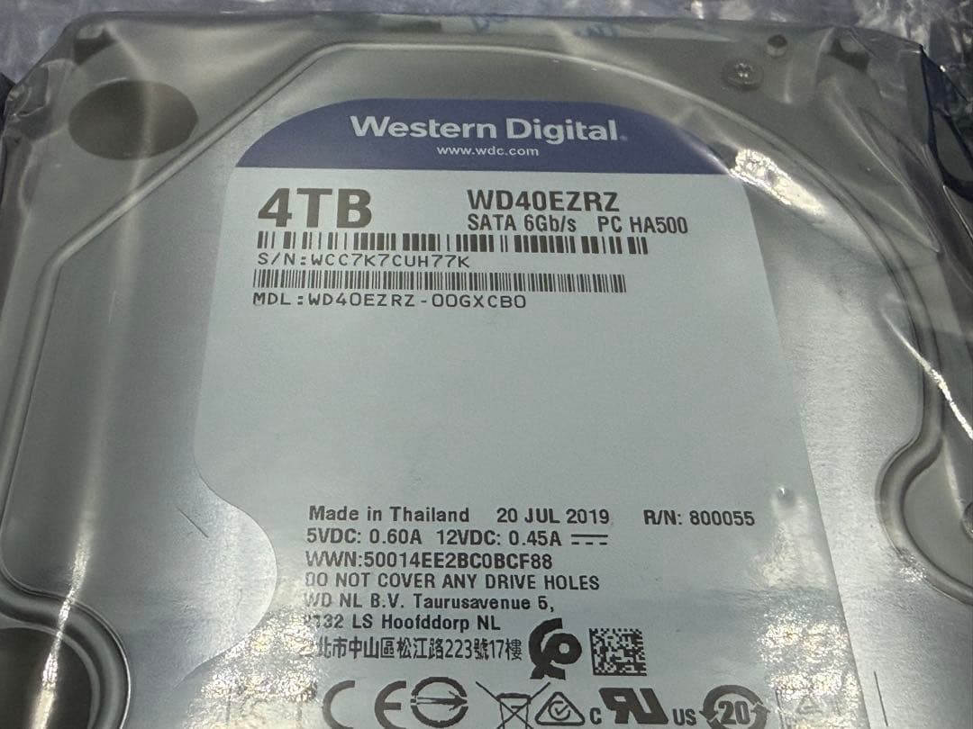 新品未使用 WD 4.0TB 計3台 HDD CMR WD40EZRZ-RT2
