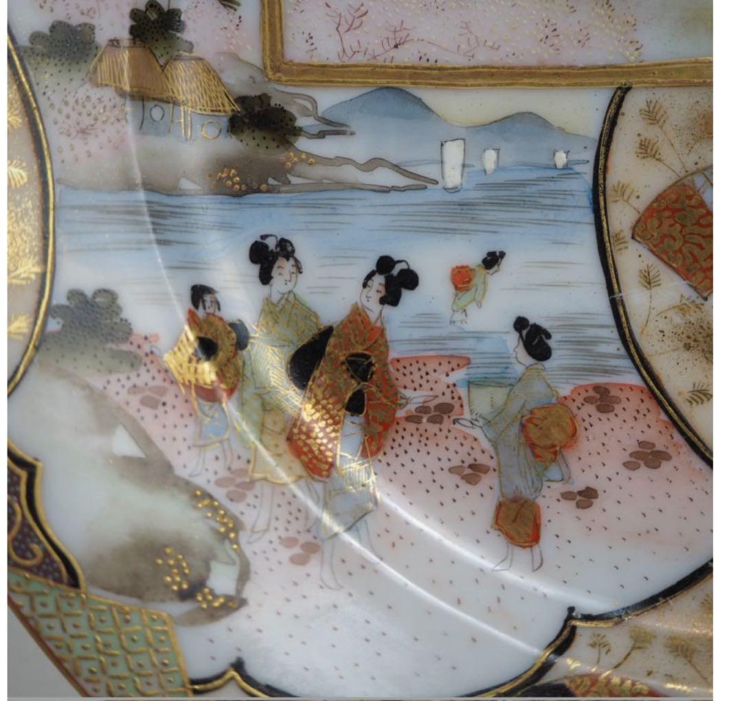 送料無料　明治時代　加賀国奥？製　九谷焼細密絵皿　径18ｃｍ