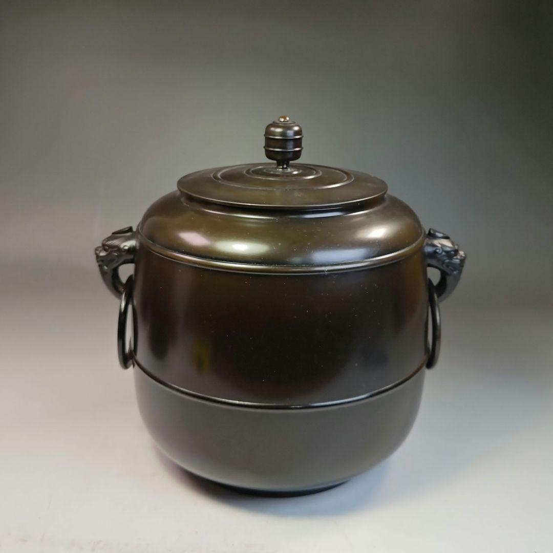 イ527 皆具『鋳師　金森浄栄』『唐銅　皆具　共箱』水指　杓立　蓋置　建水