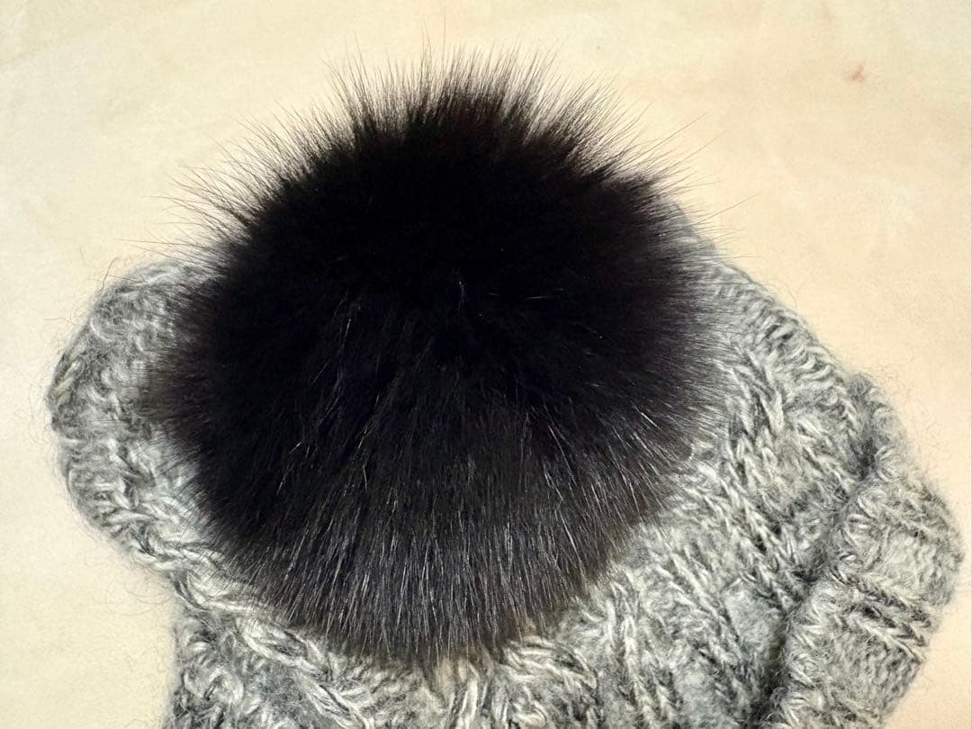 ❤️ 美品　CA4LA カシラ　ケーブル編み ビーニー ポンポン　モヘヤ＆シルク混