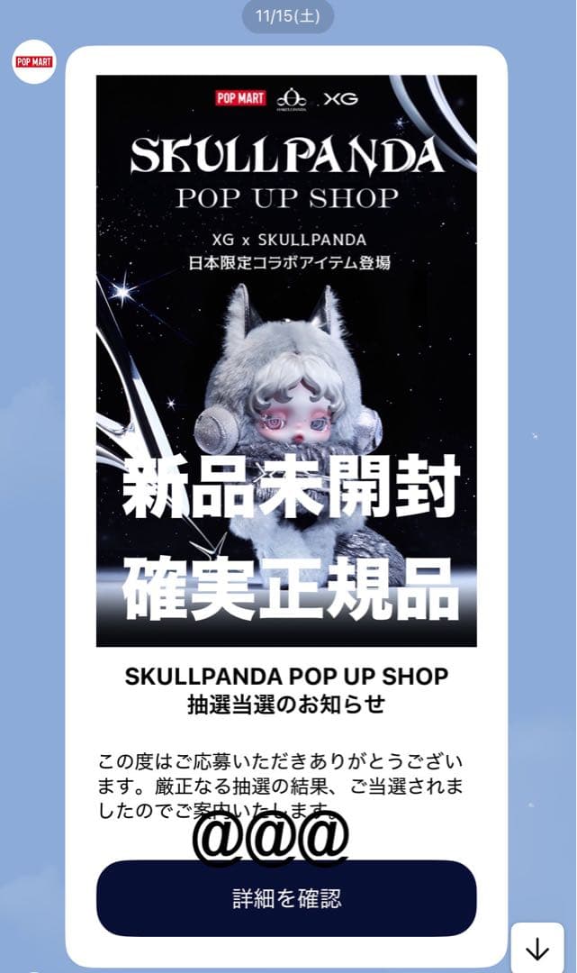 新品 SKULLPANDA XG スカルパンダ POPMART ポプマ