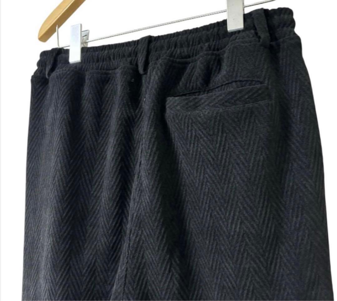 新品未使用　CAMBIO カンビオ【L】ヘリンボーン柄　サルエルパンツ ブラック