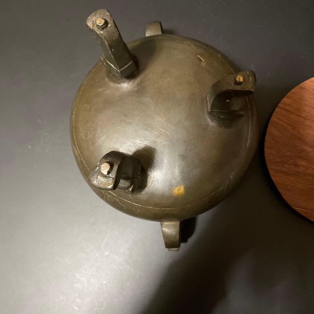 時代物　古銅　銀象嵌　香炉