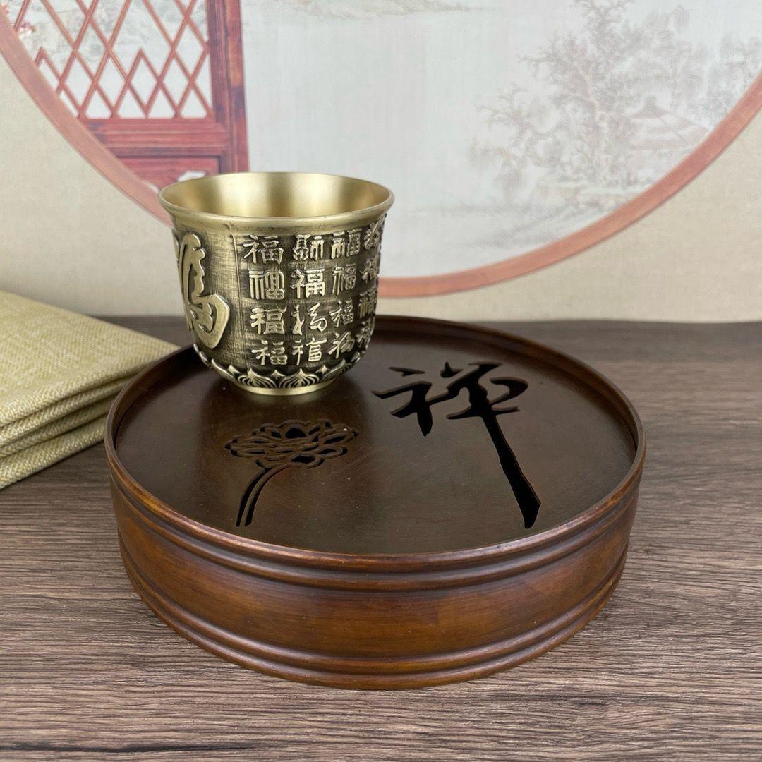 銅製 禅意茶盤 茶洗 茶台 貯水盆 茶道具 装飾品 工芸品 置物