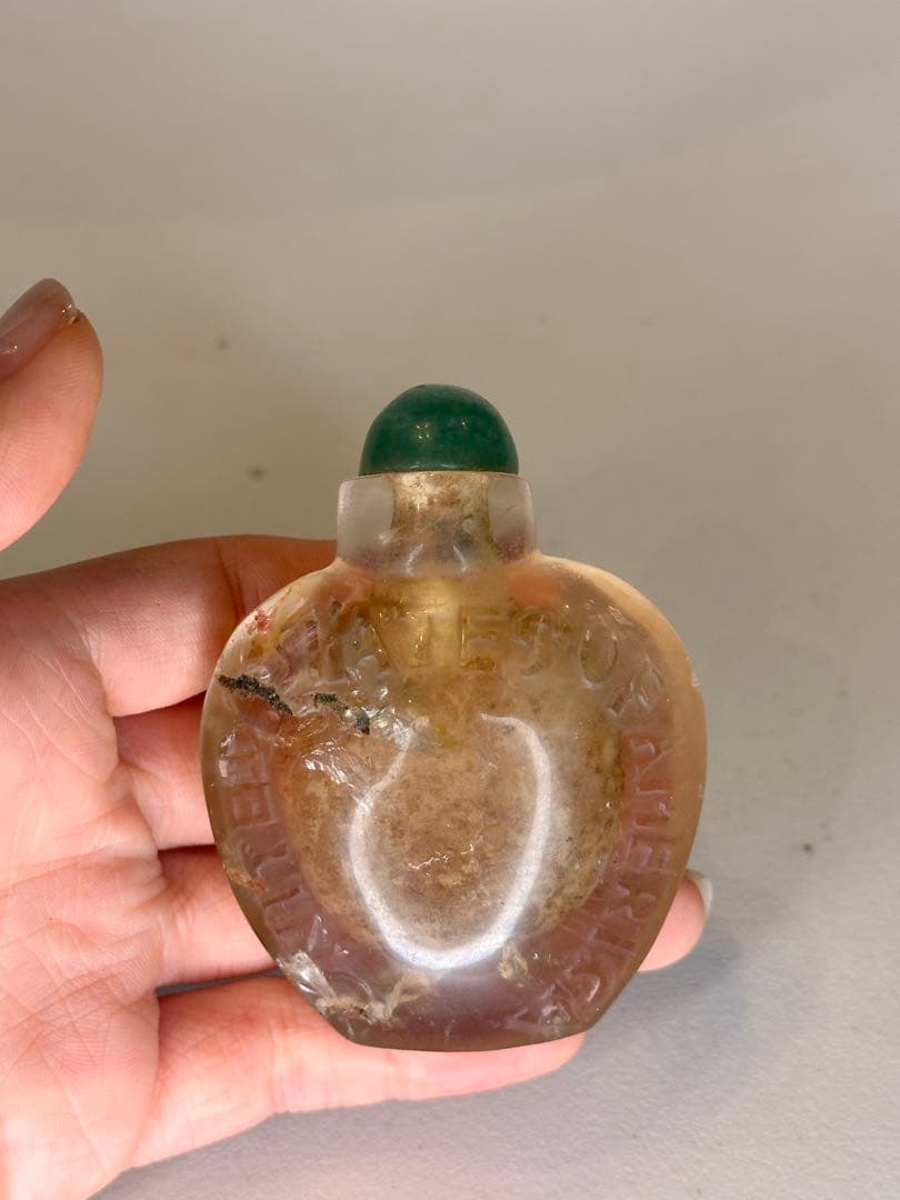清末時代　天然水晶　鼻煙壺　中国古美術　時代物