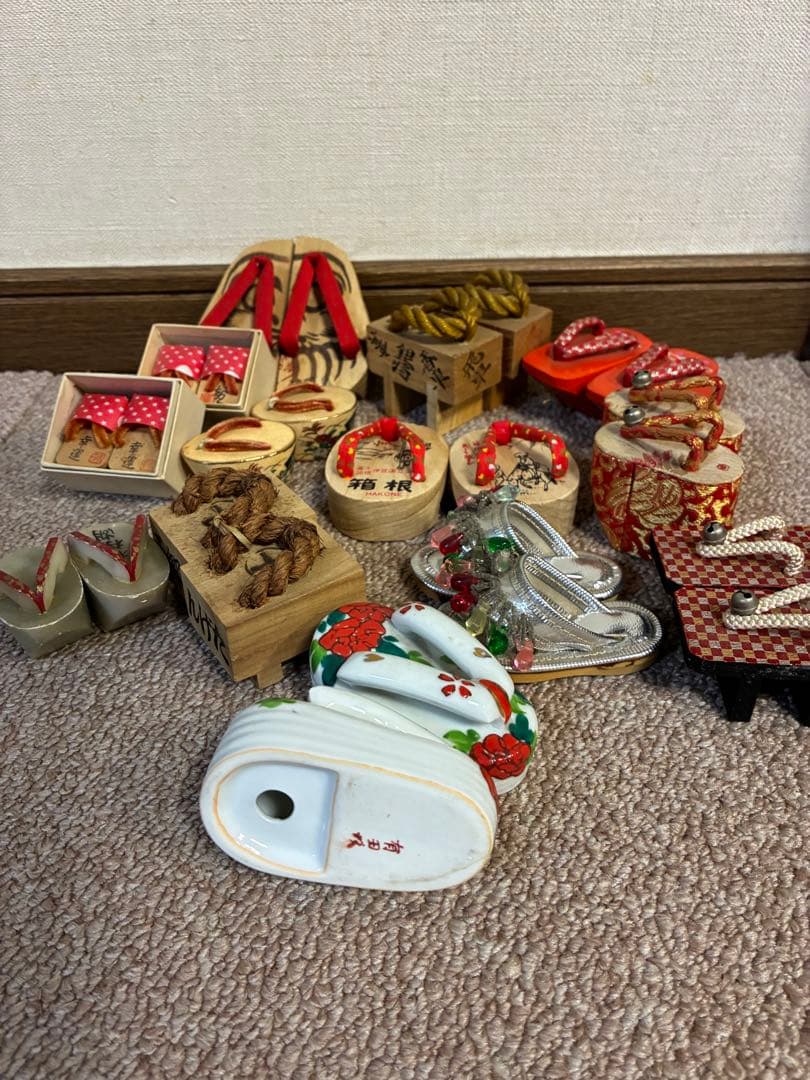 昭和　玩具　下駄　ミニチュア　木工　有田焼