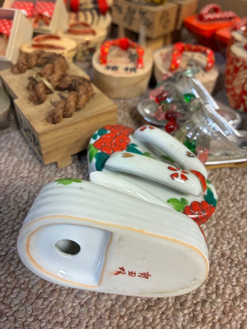昭和　玩具　下駄　ミニチュア　木工　有田焼