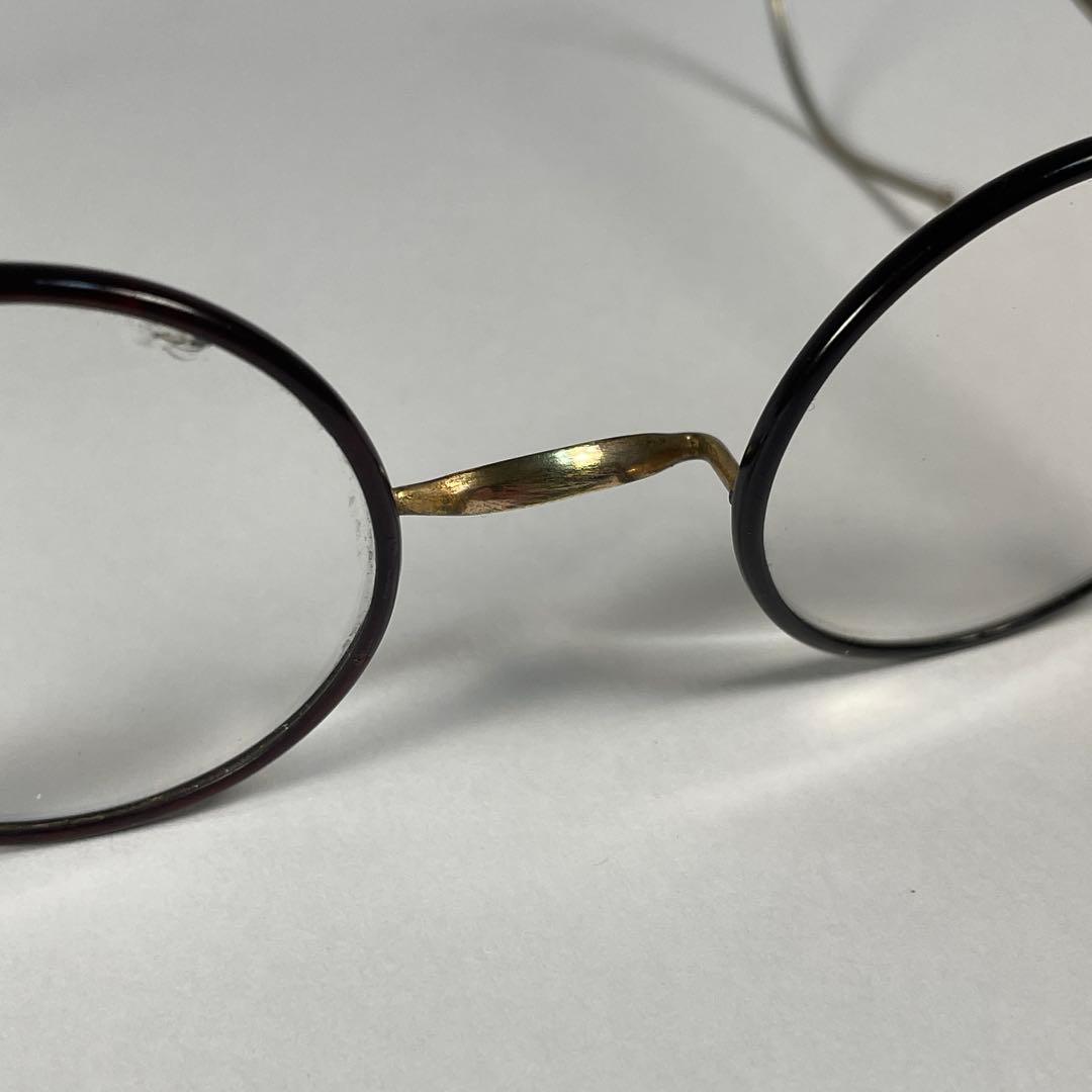 1900s 大正 一山 丸眼鏡 ビンテージ フレーム 巻きつる 縄手