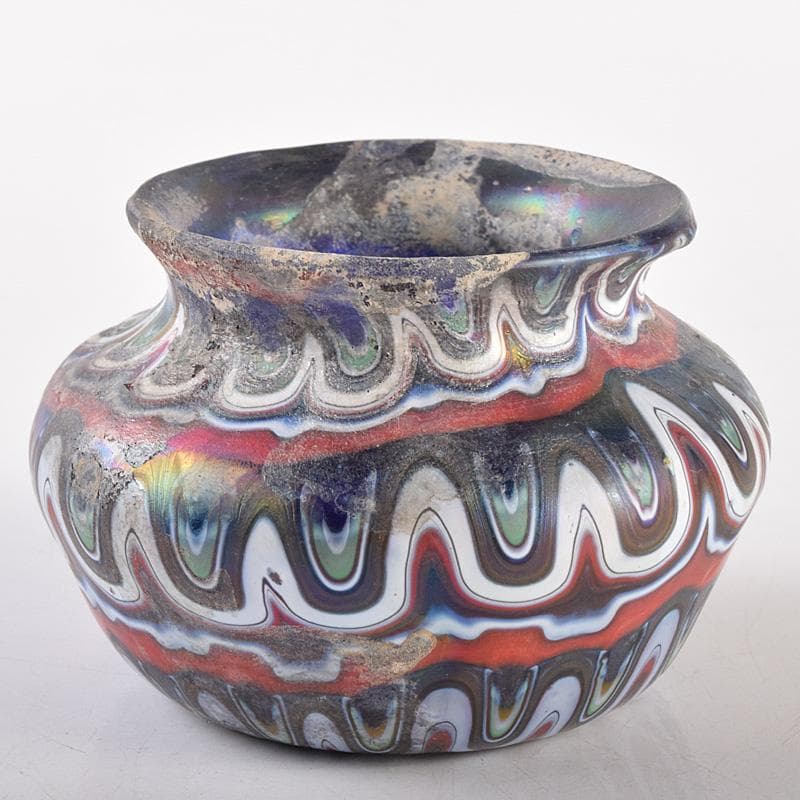 アンティーク　古代　ベネチアンガラス　ローマン硝子　古壷　V　R7612