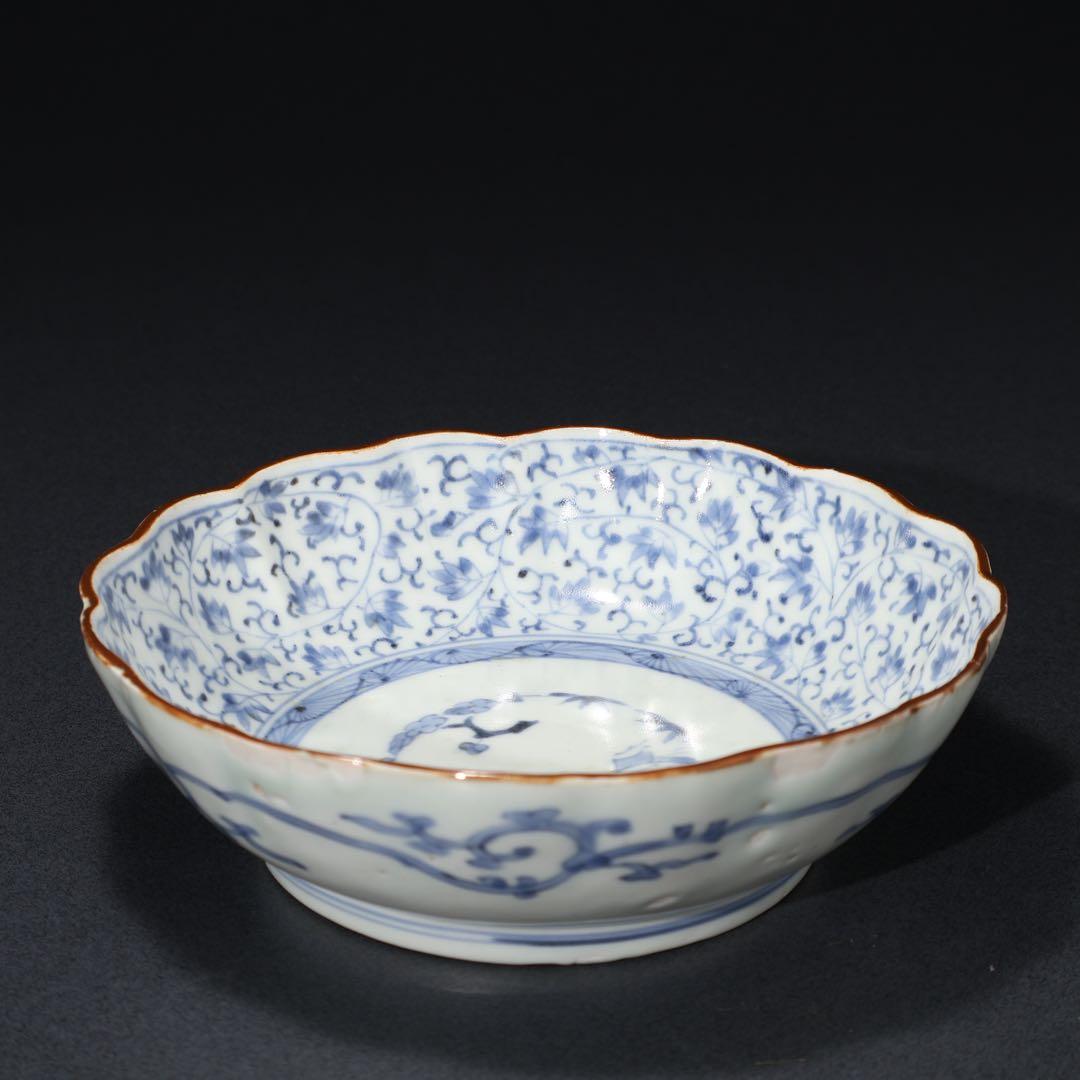 伊万里染付　微塵唐草図なます皿　骨董　古伊万里　R1474B2