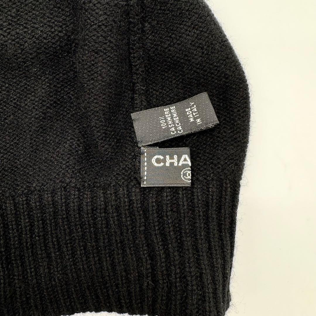 【極美品】CHANEL シャネル ニット帽 チェーン ココマーク カシミヤ 黒