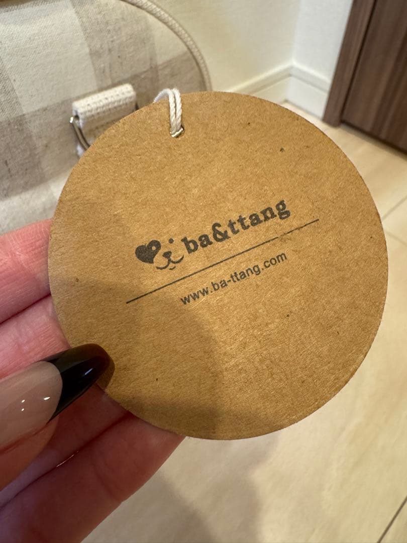 ベージュチェック キャリーバッグ 小型犬用　SMサイズ　ba&ttang