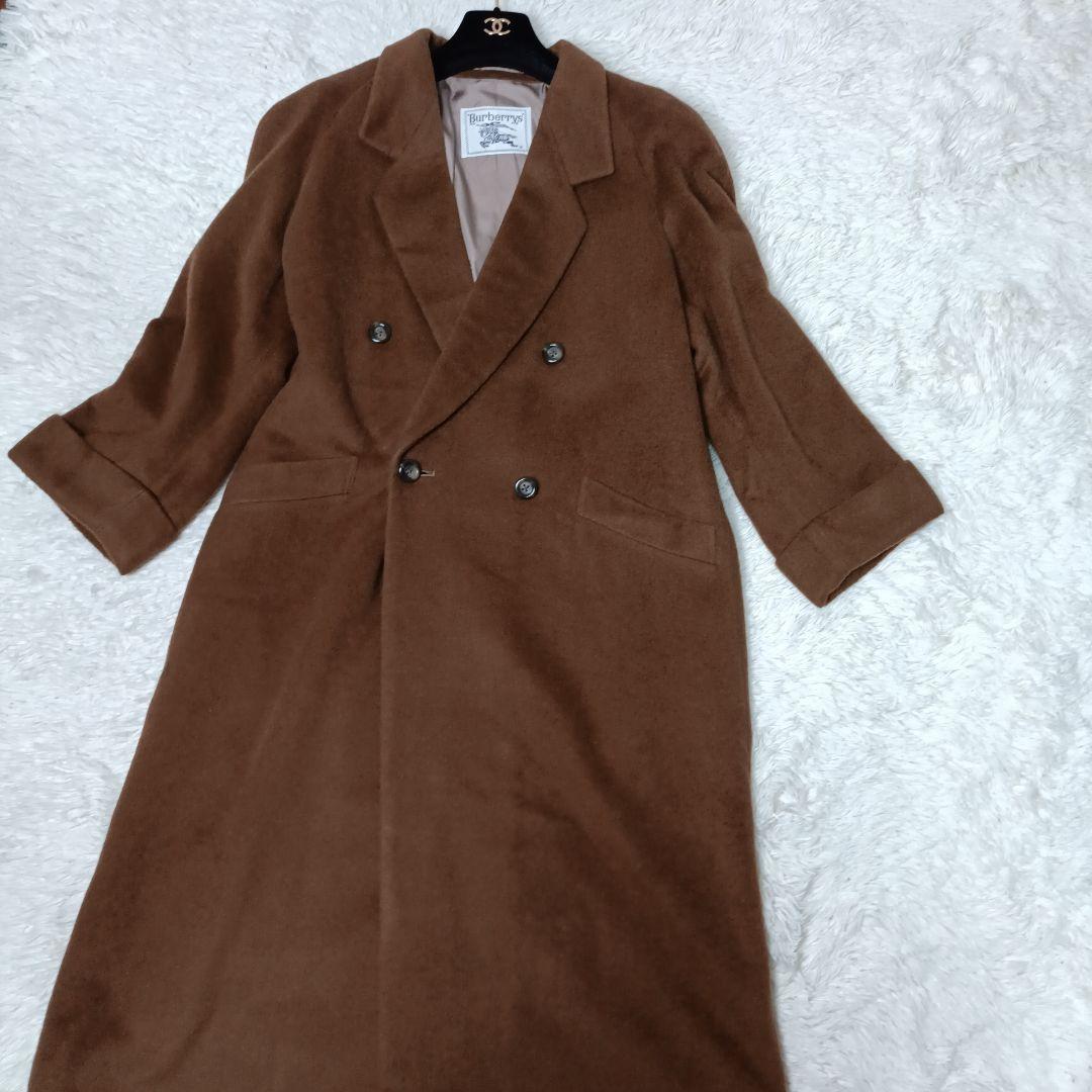 美品■Burberrys ダブル チェスターコート ブラウン カシゴラ・モヘア混