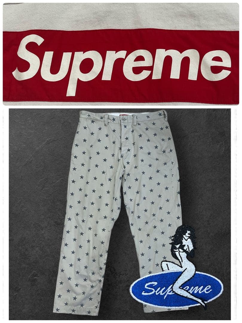 パンツ 22ss supreme pin up chino stars W34