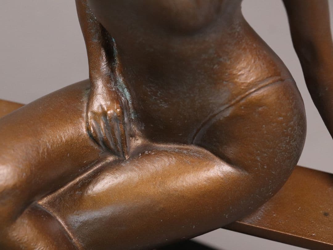 大道寺光弘「透明の時」ブロンズ像 銅像 高36㎝ 女性 洋風 置物 MA43