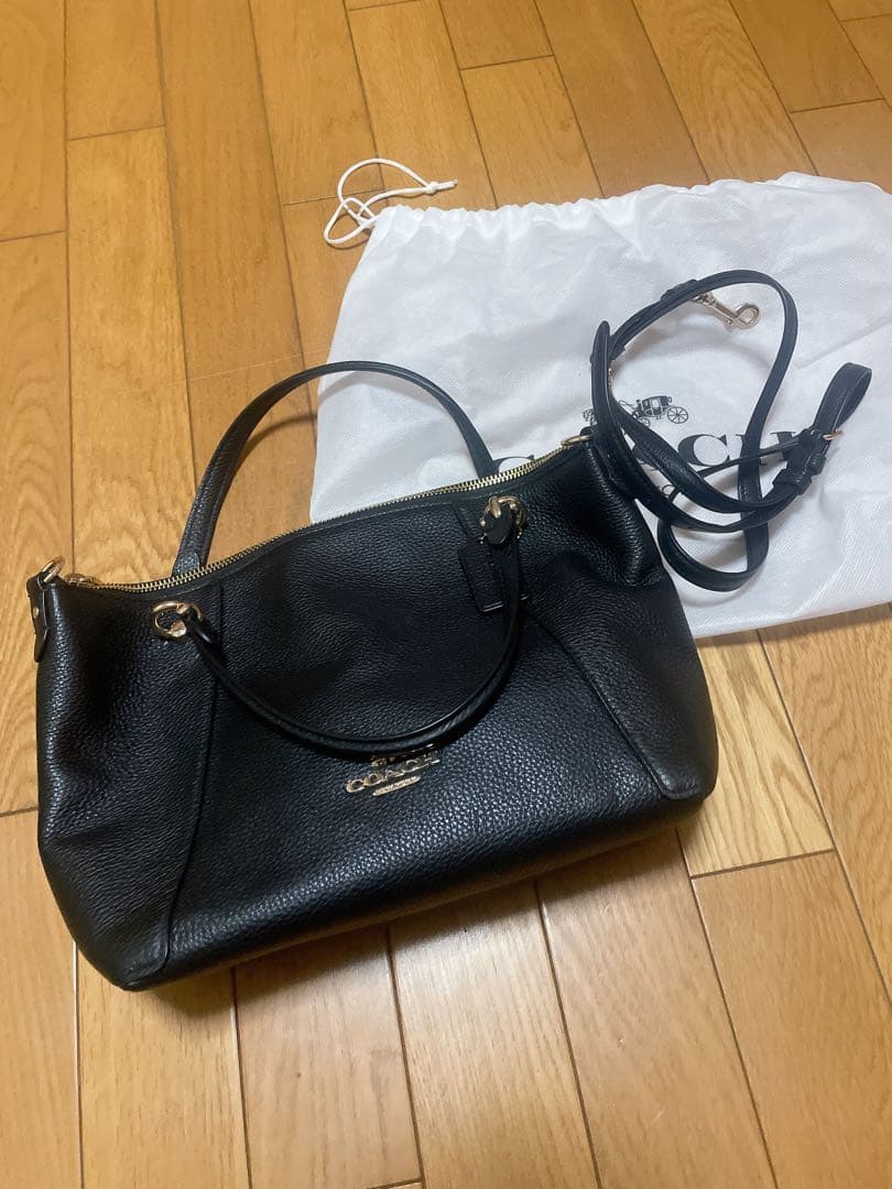 COACH ブラック レザー ハンドバッグ ショルダーバッグ