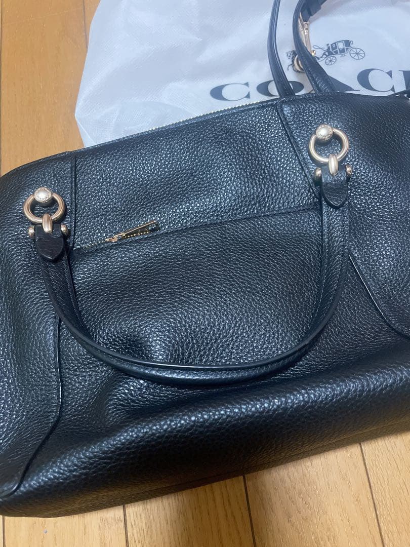 COACH ブラック レザー ハンドバッグ ショルダーバッグ