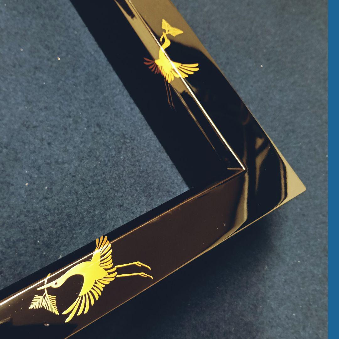 AM70 輪島塗 俊峰作 炉縁 蒔絵 鳥図 共箱 木製漆塗り 茶道具