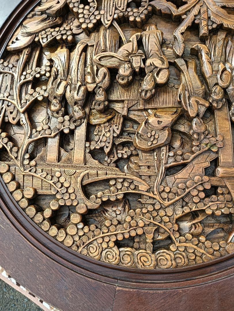 アンティーク彫刻家具 アジア 座卓 ちゃぶ台 猫脚 骨董