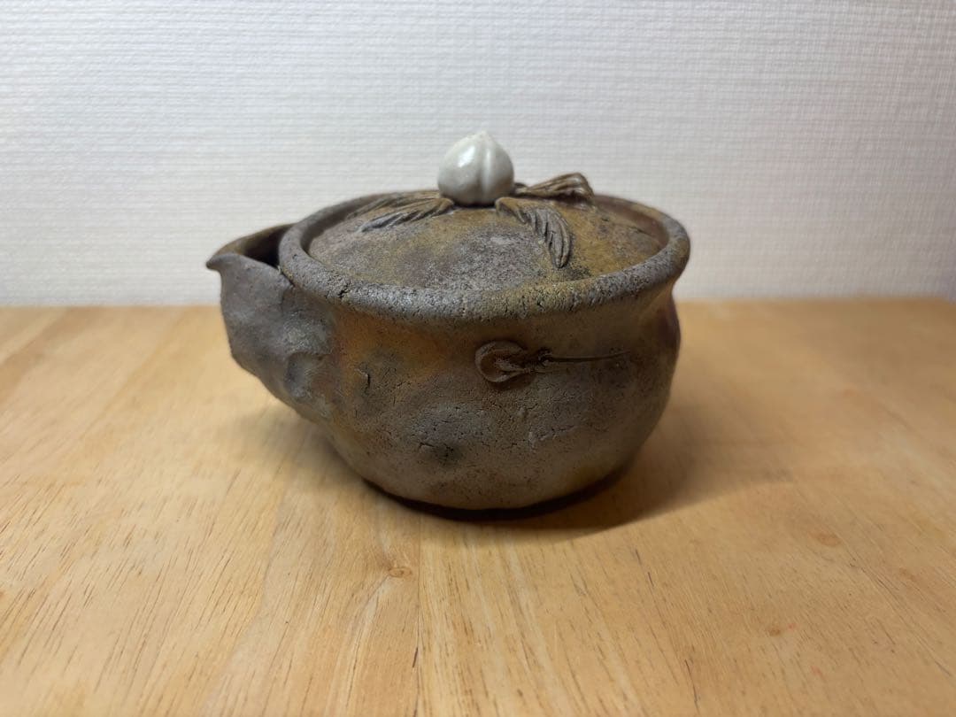 ㊴備前焼 宝瓶 登り窯 桃 白桃 モモ もも 手びねり 急須