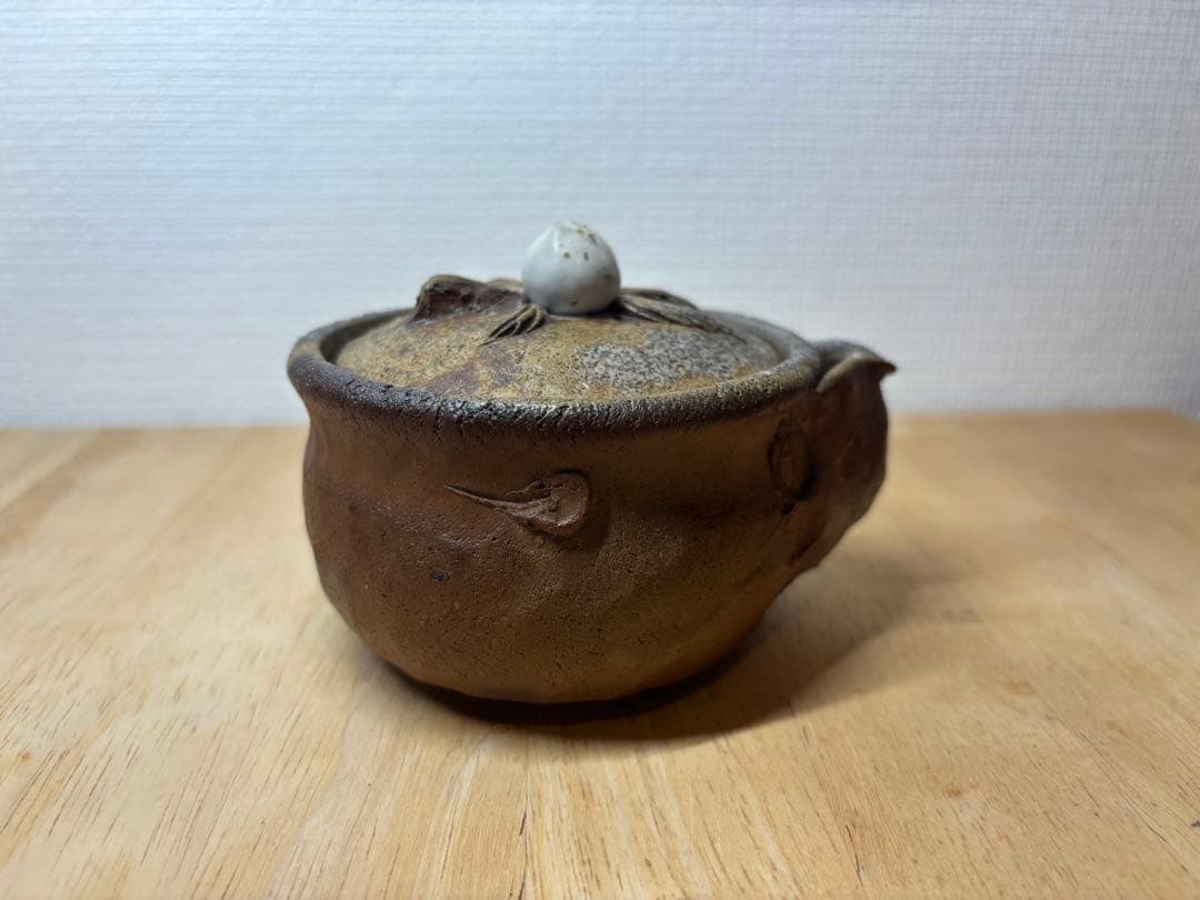 ㊴備前焼 宝瓶 登り窯 桃 白桃 モモ もも 手びねり 急須