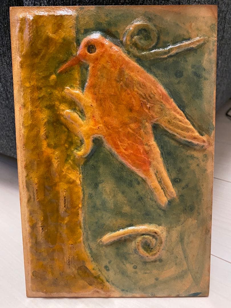 鳥のレリーフアート（皮）