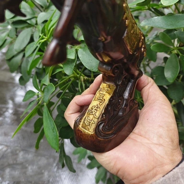 銅制 鎏金即馬発財置件 干支馬 家住宅 応接間 書斎 玄関 置物 装飾品 工芸品