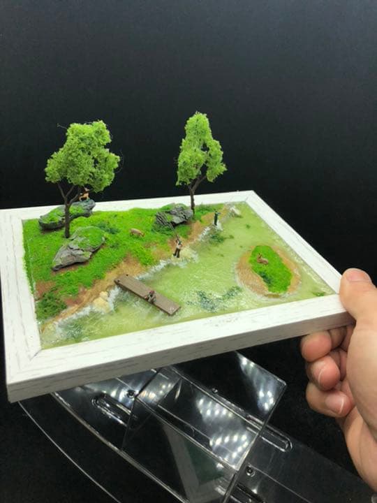 鹿たちがいる森　ジオラマ