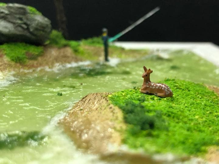 鹿たちがいる森　ジオラマ