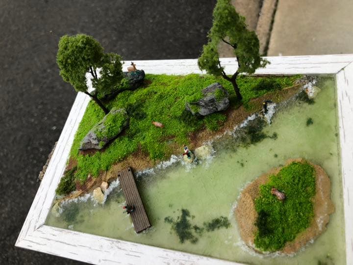 鹿たちがいる森　ジオラマ