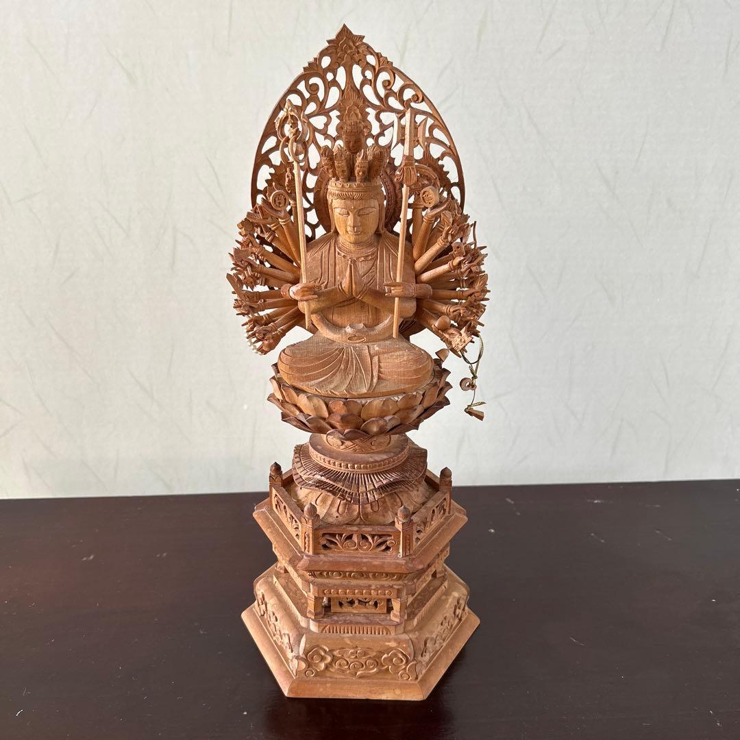 千手観音像　木彫り　仏像　骨董品