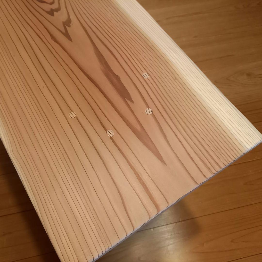 特別オーダー品　国産杉スツール、ベンチ　無垢一枚板&丸太半割りログ脚使用