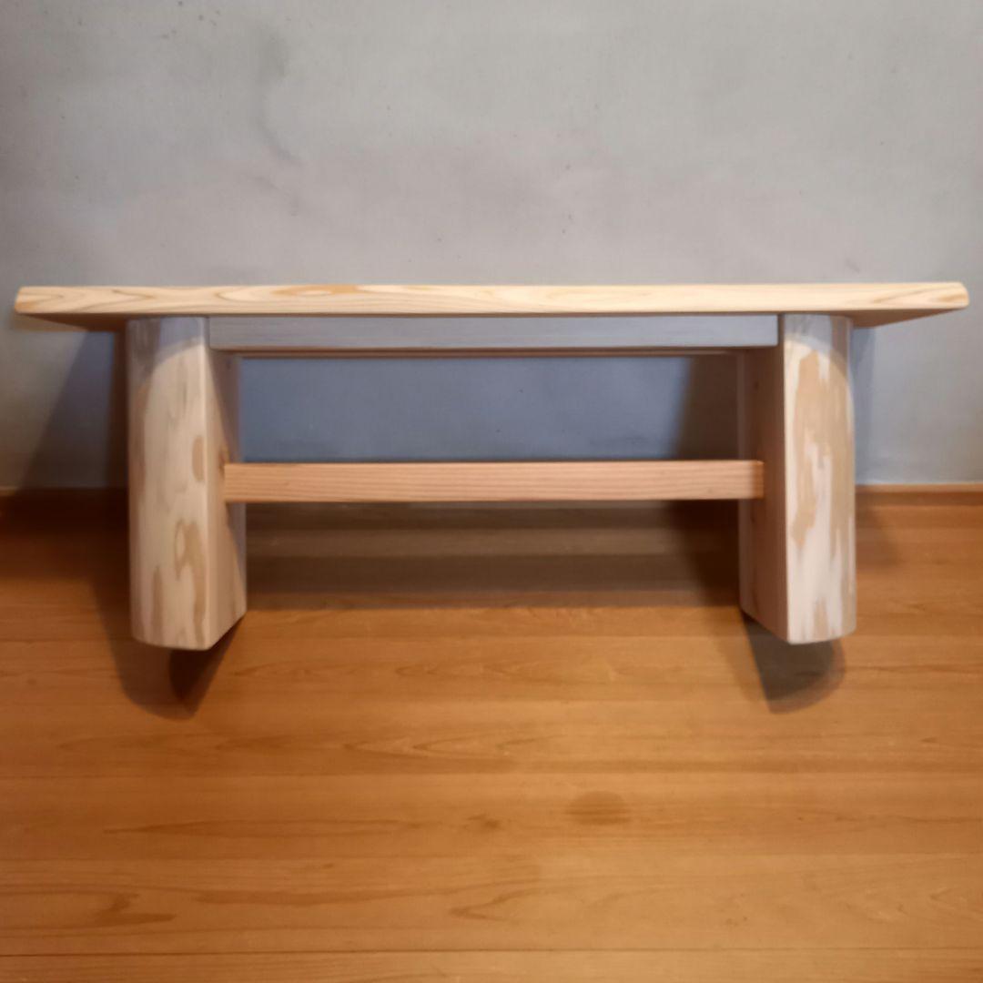 特別オーダー品　国産杉スツール、ベンチ　無垢一枚板&丸太半割りログ脚使用