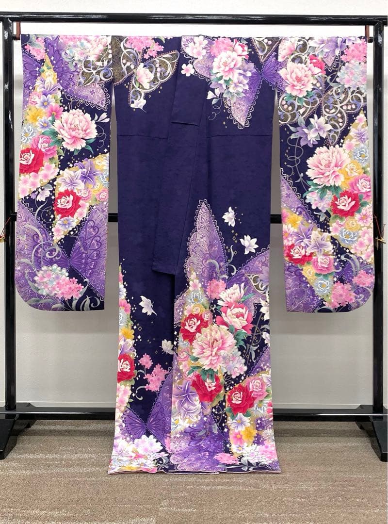 振袖 豪華 刺繍 型友禅 金彩 紋意匠 洋花 身丈174cm