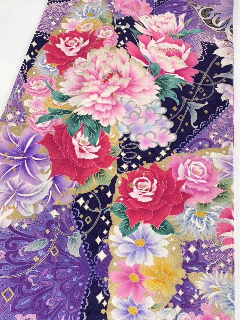 振袖 豪華 刺繍 型友禅 金彩 紋意匠 洋花 身丈174cm