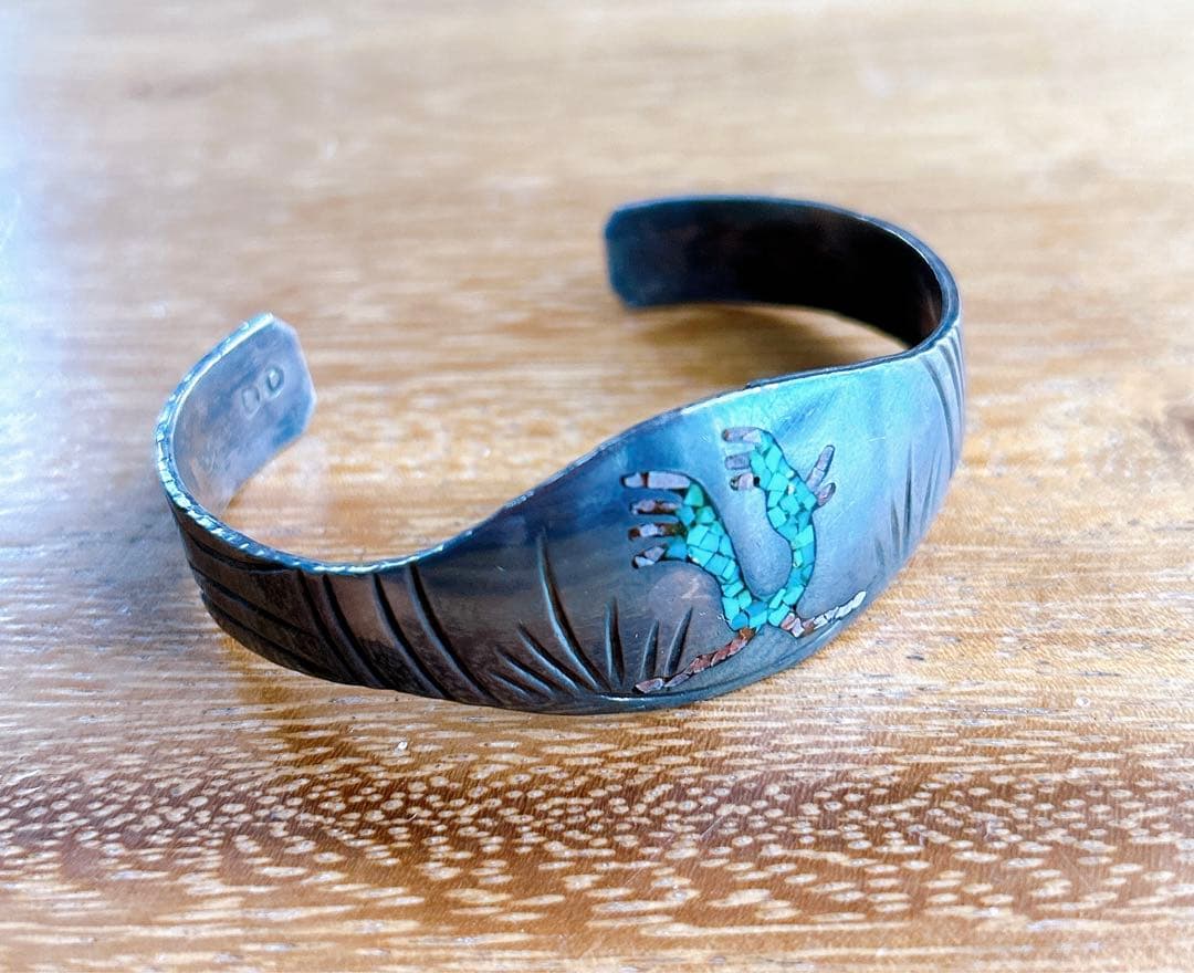 インディアンジュエリー ターコイズ シルバー バングル フリーサイズ DD