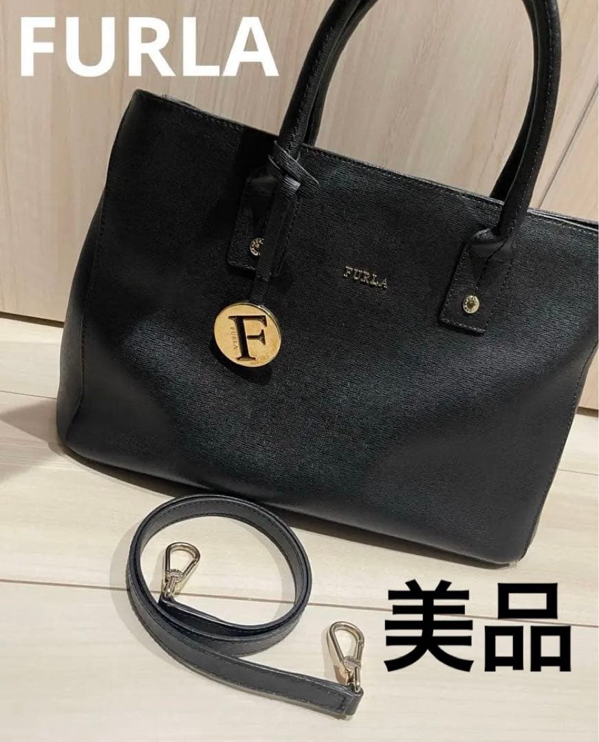美品 FURLA 2way ショルダーバッグ ハンドバッグ トートバッグ 大容量