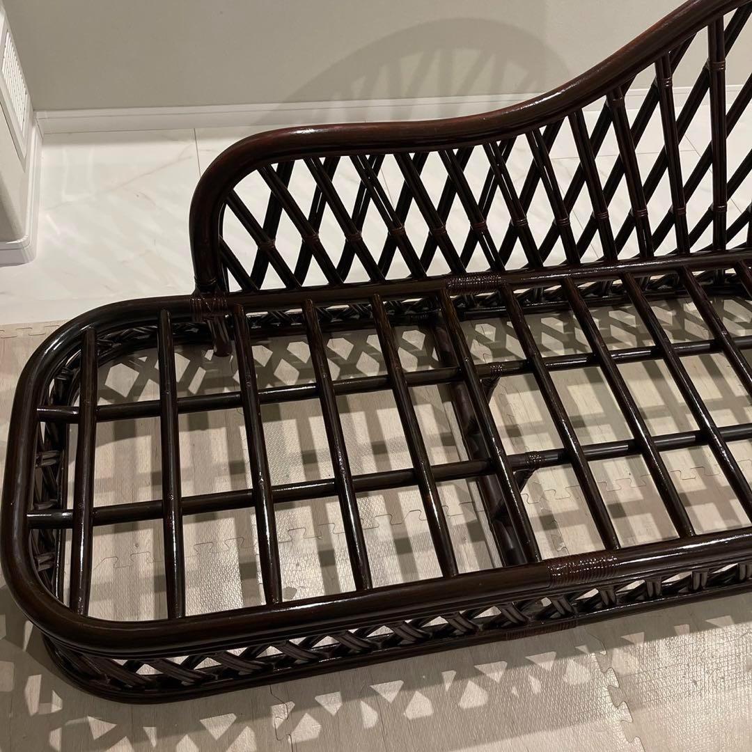 ラタン　籐　ソファーベンチ　長椅子　昭和レトロ　アンティーク