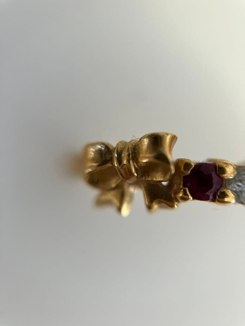 STAR JEWEWJRY K18リボンデザイン ルビー ダイヤモンド リング