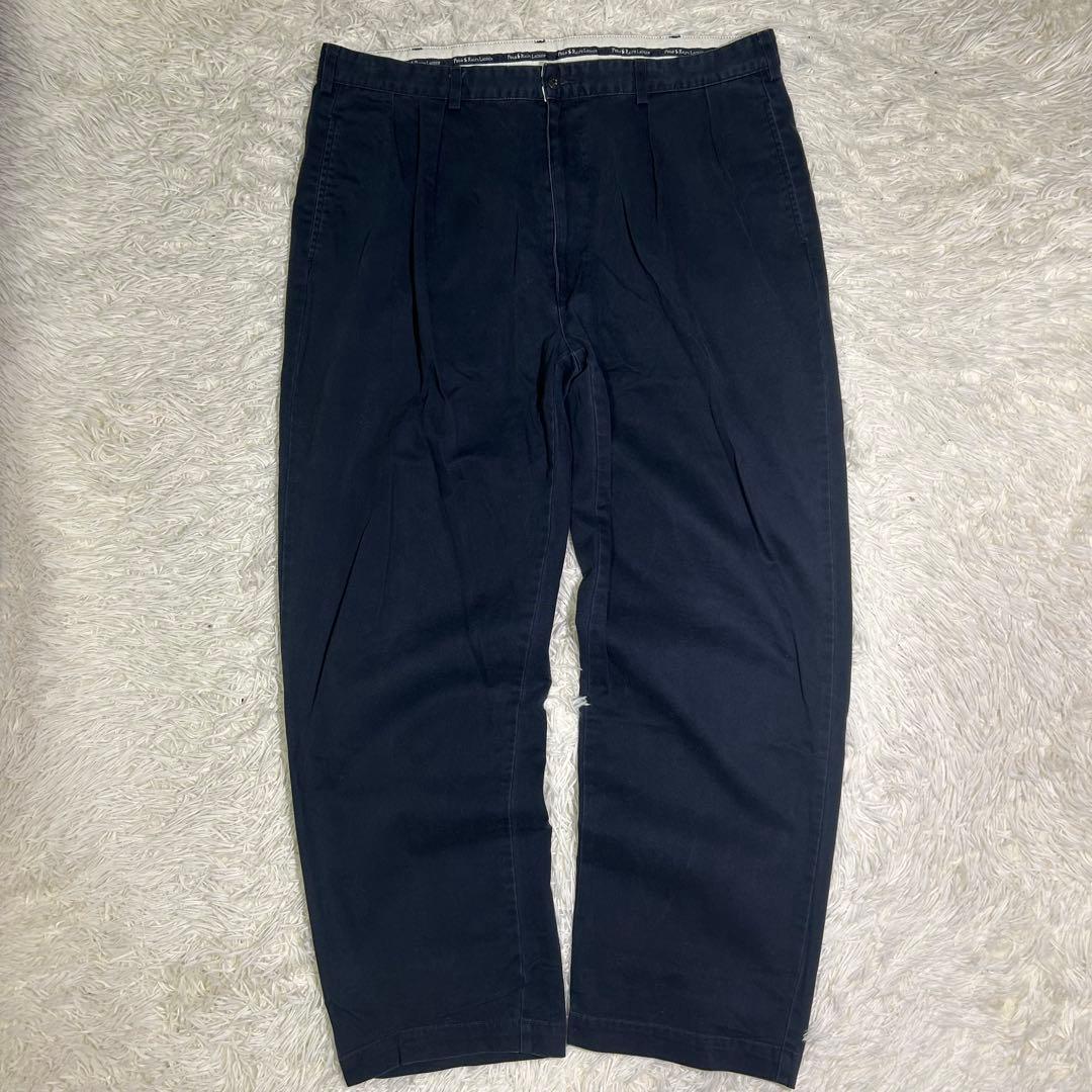 90s　ポロラルフローレン　ポロチノ　チノパン　USA製　ネイビー　W40