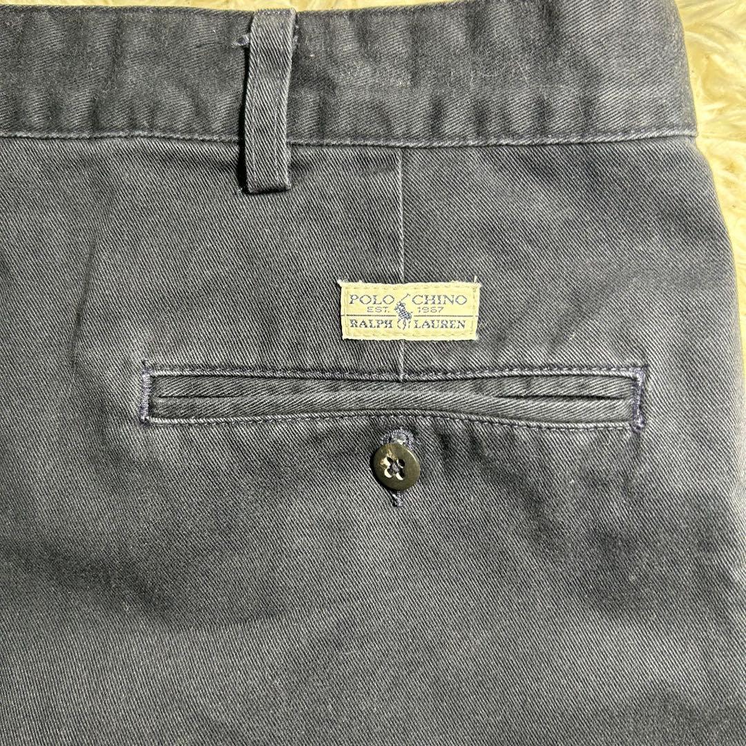 90s　ポロラルフローレン　ポロチノ　チノパン　USA製　ネイビー　W40