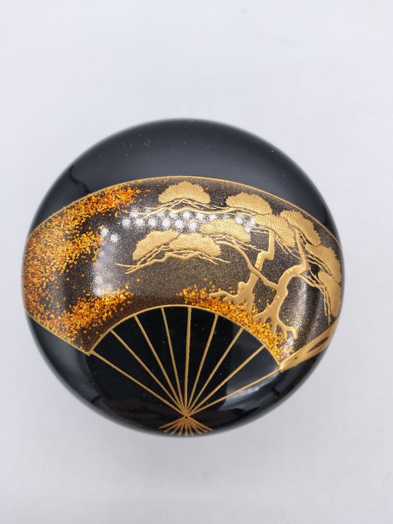 c694 中棗 扇面 松竹梅 吉田華正 木箱 茶道具 古物