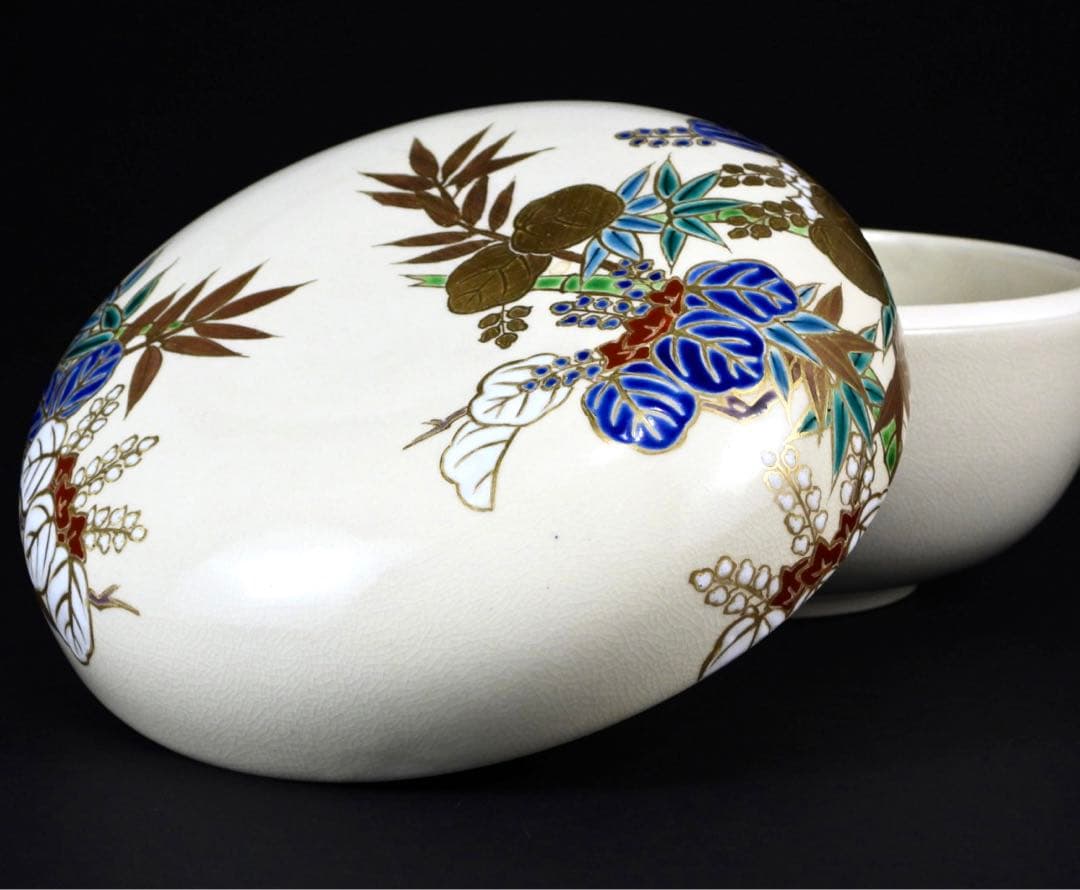 平安陶樂造 金彩竹紋 食籠 蓋 煎茶道具